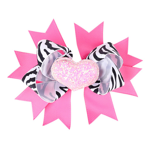 Valentine's Day 4'' Hair Bow With Clip Girls Grosgrain Ribbon HairBows Heart Handmade Hairpin For Kids Hair Accessories