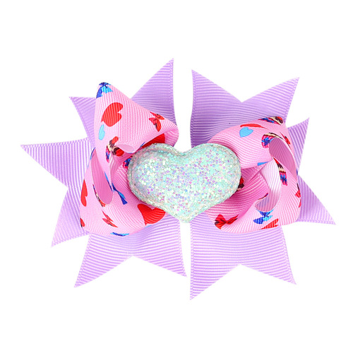 Valentine's Day 4'' Hair Bow With Clip Girls Grosgrain Ribbon HairBows Heart Handmade Hairpin For Kids Hair Accessories