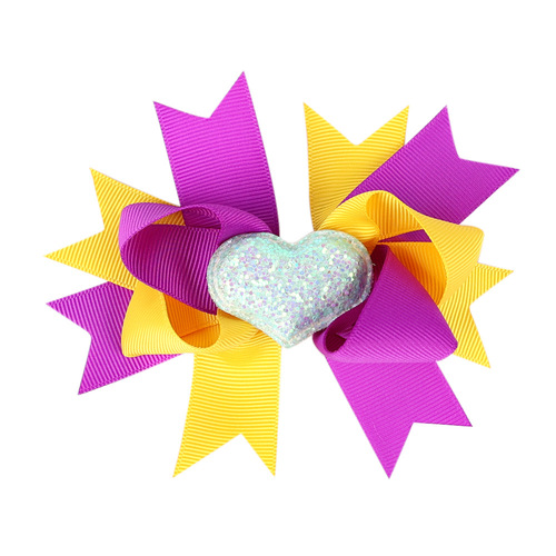 Valentine's Day 4'' Hair Bow With Clip Girls Grosgrain Ribbon HairBows Heart Handmade Hairpin For Kids Hair Accessories