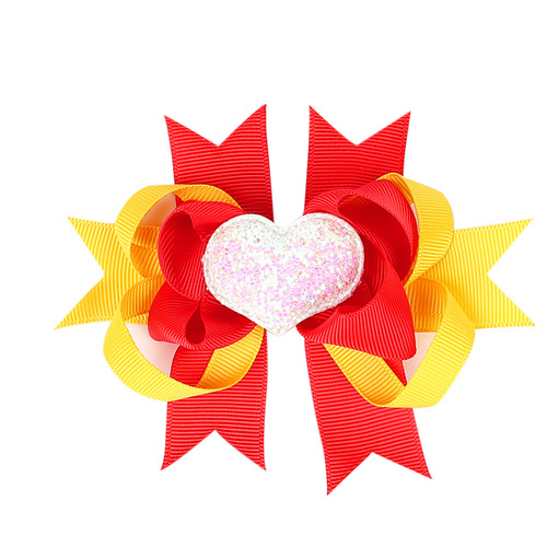 Valentine's Day 4'' Hair Bow With Clip Girls Grosgrain Ribbon HairBows Heart Handmade Hairpin For Kids Hair Accessories