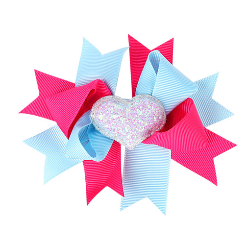 Valentine's Day 4'' Hair Bow With Clip Girls Grosgrain Ribbon HairBows Heart Handmade Hairpin For Kids Hair Accessories