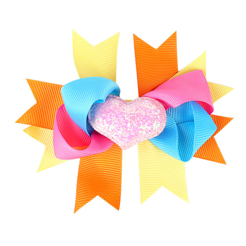 Valentine's Day 4'' Hair Bow With Clip Girls Grosgrain Ribbon HairBows Heart Handmade Hairpin For Kids Hair Accessories