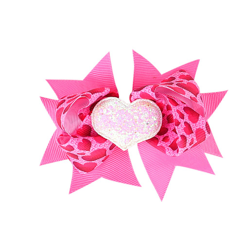 Valentine's Day 4'' Hair Bow With Clip Girls Grosgrain Ribbon HairBows Heart Handmade Hairpin For Kids Hair Accessories