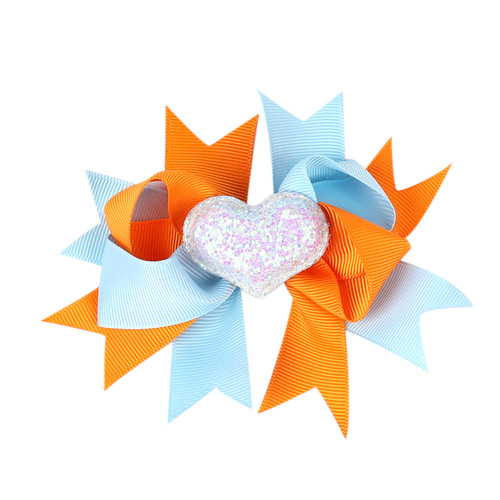 Valentine's Day 4'' Hair Bow With Clip Girls Grosgrain Ribbon HairBows Heart Handmade Hairpin For Kids Hair Accessories