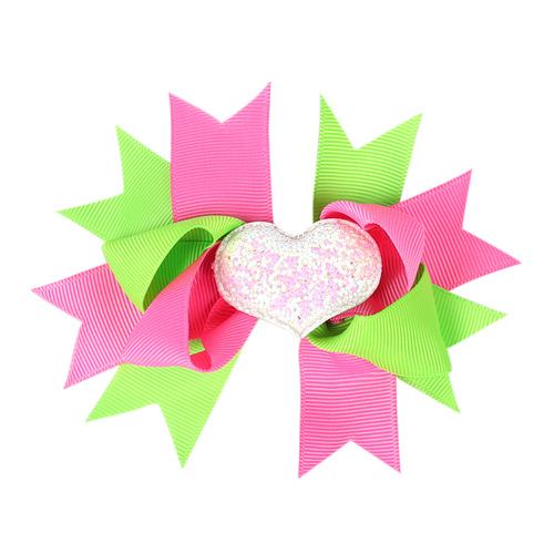 Valentine's Day 4'' Hair Bow With Clip Girls Grosgrain Ribbon HairBows Heart Handmade Hairpin For Kids Hair Accessories