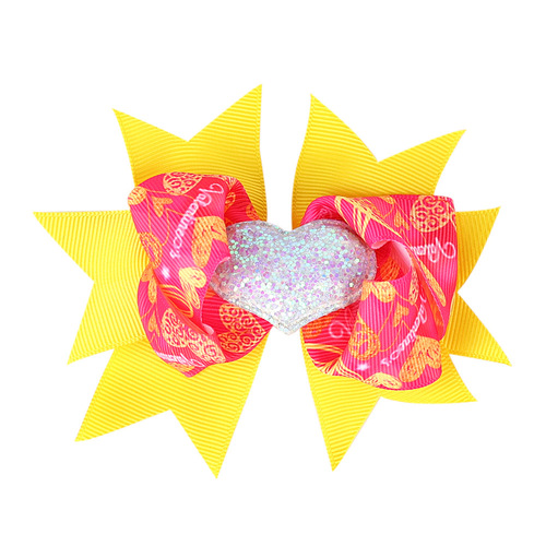 Valentine's Day 4'' Hair Bow With Clip Girls Grosgrain Ribbon HairBows Heart Handmade Hairpin For Kids Hair Accessories