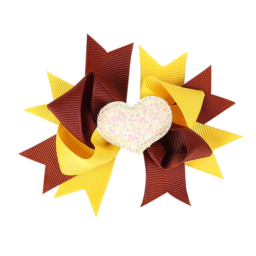 Valentine's Day 4'' Hair Bow With Clip Girls Grosgrain Ribbon HairBows Heart Handmade Hairpin For Kids Hair Accessories