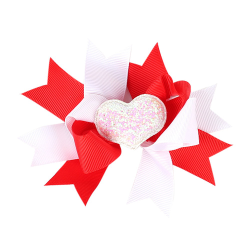 Valentine's Day 4'' Hair Bow With Clip Girls Grosgrain Ribbon HairBows Heart Handmade Hairpin For Kids Hair Accessories