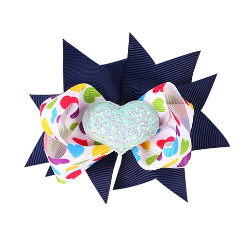 Valentine's Day 4'' Hair Bow With Clip Girls Grosgrain Ribbon HairBows Heart Handmade Hairpin For Kids Hair Accessories