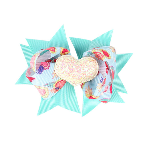 Valentine's Day 4'' Hair Bow With Clip Girls Grosgrain Ribbon HairBows Heart Handmade Hairpin For Kids Hair Accessories