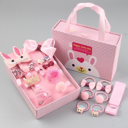 Fashion Cute Beautiful Children's Hair Accessories 18 Piece Sets Hair Clip Sets Rubber Hairpin