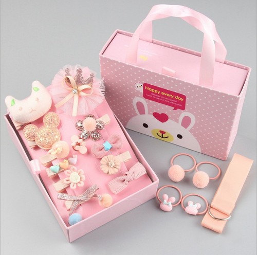 Fashion Cute Beautiful Children's Hair Accessories 18 Piece Sets Hair Clip Sets Rubber Hairpin