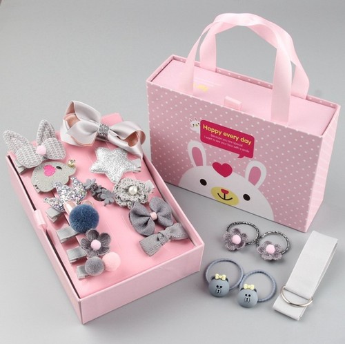 Fashion Cute Beautiful Children's Hair Accessories 18 Piece Sets Hair Clip Sets Rubber Hairpin