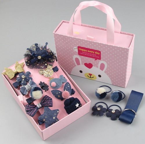 Fashion Cute Beautiful Children's Hair Accessories 18 Piece Sets Hair Clip Sets Rubber Hairpin