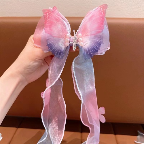 Children's Hair Accessories Pearl Tassels Bows Ribbons Braided Hairpins Headdresses Summer Girls Princess Hairpins