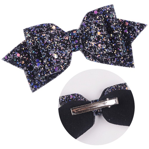Children Sequin Headwear Large Size Swallowtail Bow Knot Edge Clamp Top Clamp Princess Head Flower Hairpin*3 pcs random