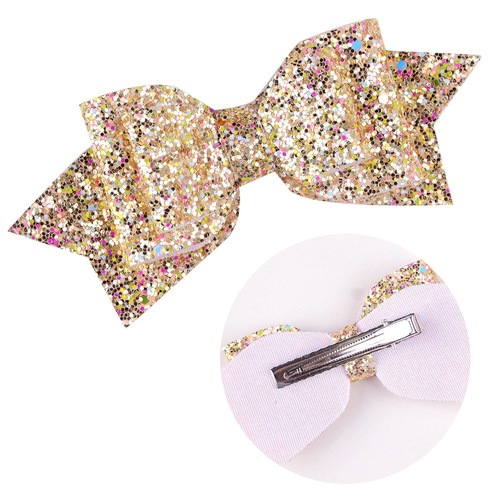 Children Sequin Headwear Large Size Swallowtail Bow Knot Edge Clamp Top Clamp Princess Head Flower Hairpin*3 pcs random