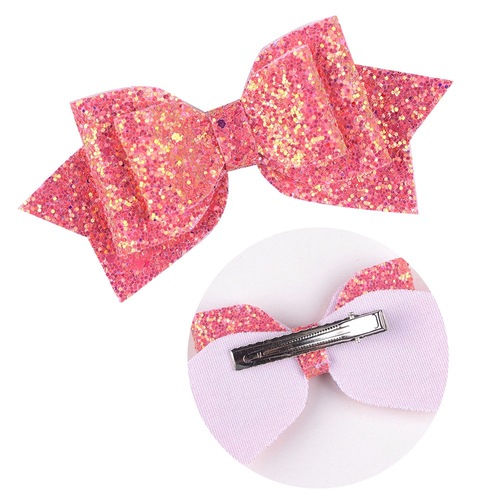 Children Sequin Headwear Large Size Swallowtail Bow Knot Edge Clamp Top Clamp Princess Head Flower Hairpin*3 pcs random