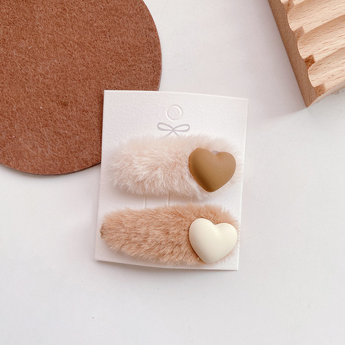 New Autumn And Winter Milk Coffee Color Cute Plush Small Children's BB Clip Hairpin Wild Soft Plush Girls Hairgrips