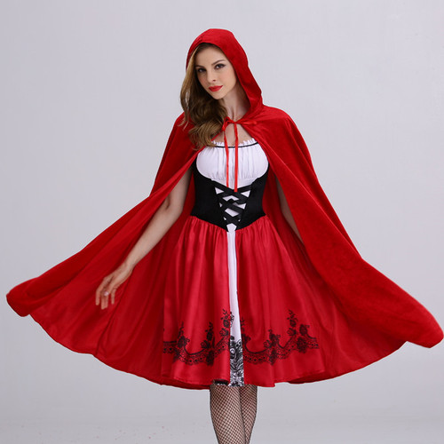 Little Red Riding Hood Halloween Costume Party Sexy cosplay fairy tale character Cape 2-piece costume
