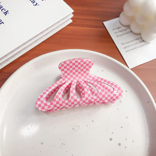 Ins Style Black White Checkerboard Grip French Retro Fashion Acrylic Hair Claw Clips