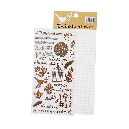 3 Sheet/ Pack Gold Stamping Flower Cat Letter Stickers PVC Waterproof Scrapbooking Stickers 