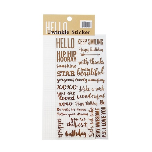 3 Sheet/ Pack Gold Stamping Flower Cat Letter Stickers PVC Waterproof Scrapbooking Stickers 