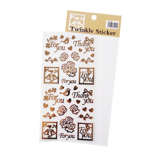 3 Sheet/ Pack Gold Stamping Flower Cat Letter Stickers PVC Waterproof Scrapbooking Stickers 