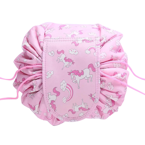 Popular  stock style Portable Lazy Drawstring Make Up Bag Large Travel Cosmetic Bag for female