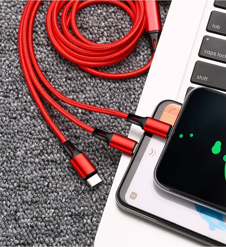  Cheapest Price with best quality Android Mobile Phone Nylon Multi Charger Light Micro Type C 3 In 1 Usb Charging