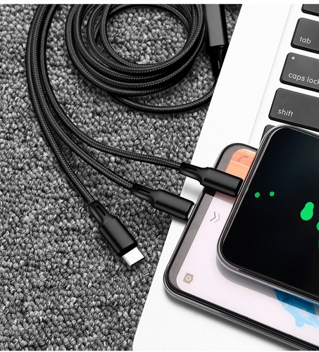  Cheapest Price with best quality Android Mobile Phone Nylon Multi Charger Light Micro Type C 3 In 1 Usb Charging