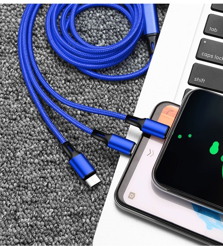  Cheapest Price with best quality Android Mobile Phone Nylon Multi Charger Light Micro Type C 3 In 1 Usb Charging