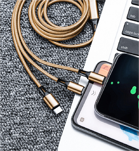  Cheapest Price with best quality Android Mobile Phone Nylon Multi Charger Light Micro Type C 3 In 1 Usb Charging