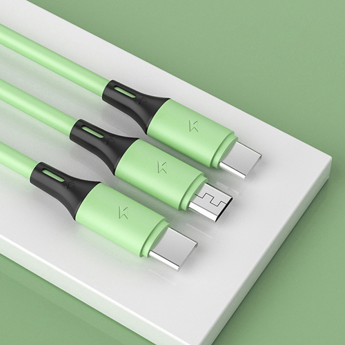 Eco Friendly Liquid Silicone USB To Micro Type c 3 in 1 Multifunction PD 3A Fast Charging Cable 1.2m Transmission Data C