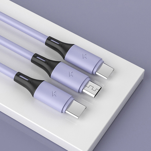 Eco Friendly Liquid Silicone USB To Micro Type c 3 in 1 Multifunction PD 3A Fast Charging Cable 1.2m Transmission Data C