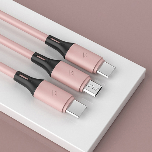 Eco Friendly Liquid Silicone USB To Micro Type c 3 in 1 Multifunction PD 3A Fast Charging Cable 1.2m Transmission Data C