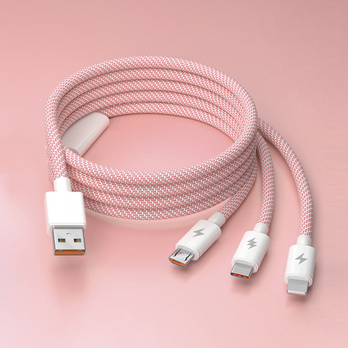 20% Off  Macaron Phone Charger Cable Braided Universal Multi 3 In 1 Tipo C Charging Cord Usb Cable With Usb C For Iphone