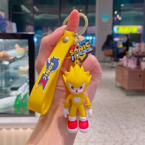   cartoon silicone keychain Sonic 3D doll PVC keychain wristband bag accessories  ization