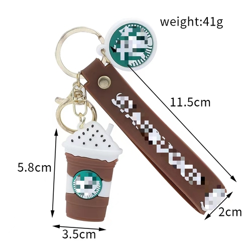 Soft Rubber PVC Cartoon Luxury Designer Tumbler Zombie Buck's Mini Coffee Cup Boba Key chains Accessories For Women Bag 