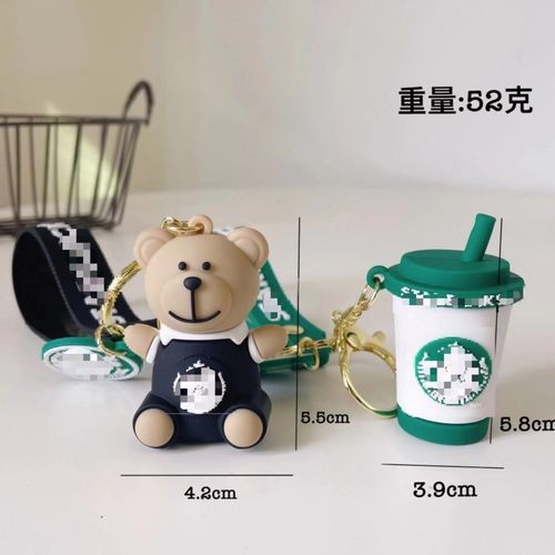 Soft Rubber PVC Cartoon Luxury Designer Tumbler Zombie Buck's Mini Coffee Cup Boba Key chains Accessories For Women Bag 