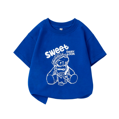 Children's Cartoon Kids Top  Animal Unisex Popular Casual wear  Boys Girls Baby  All Over Print Black T-shirt Cotton