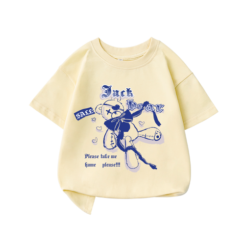 Children's Cartoon Kids Top  Animal Unisex Popular Casual wear  Boys Girls Baby  All Over Print Black T-shirt Cotton