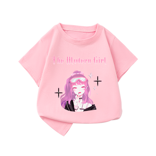 Children's Cartoon Kids Top  Animal Unisex Popular Casual wear  Boys Girls Baby  All Over Print Black T-shirt Cotton