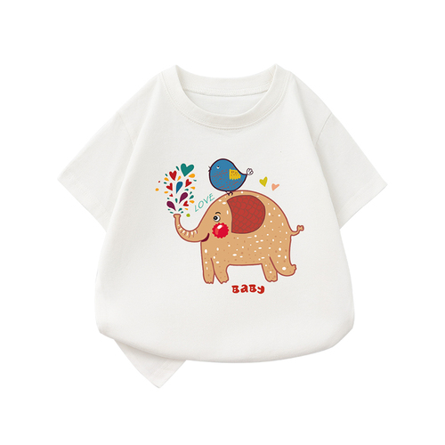 Children's Cartoon Kids Top  Animal Unisex Popular Casual wear  Boys Girls Baby  All Over Print Black T-shirt Cotton