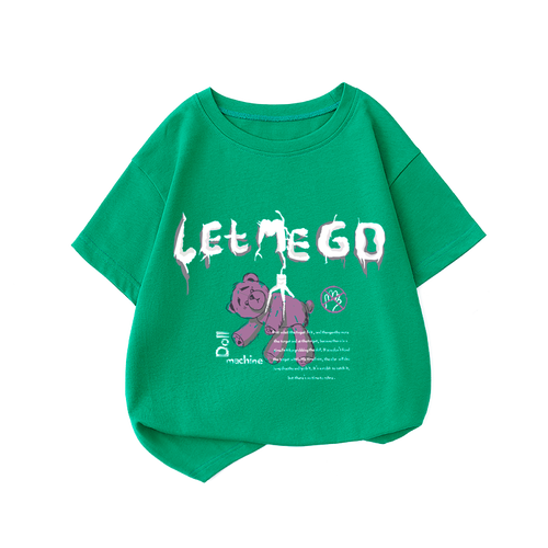 Children's Cartoon Kids Top  Animal Unisex Popular Casual wear  Boys Girls Baby  All Over Print Black T-shirt Cotton