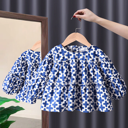 New Girls Lovely Shirt Cute Heart Printing Children's Long Sleeve Top Baby Clothing Little Kids Blouses & Shirts
