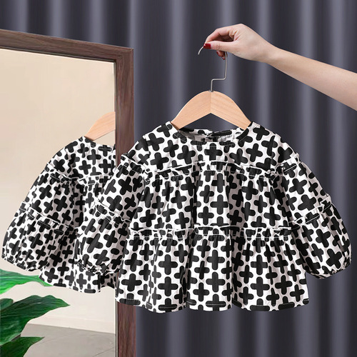 New Girls Lovely Shirt Cute Heart Printing Children's Long Sleeve Top Baby Clothing Little Kids Blouses & Shirts