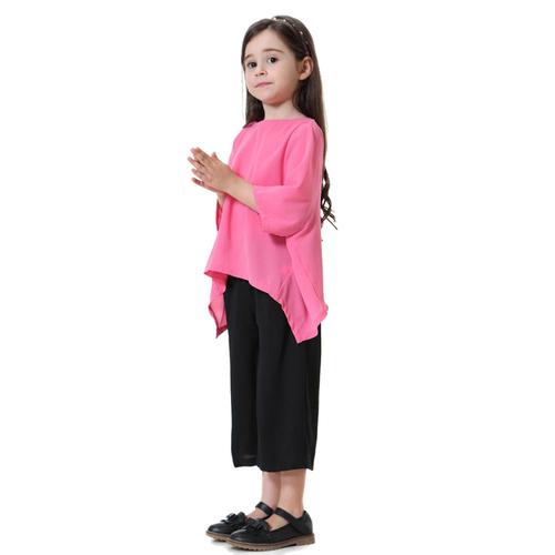 611# Muslim Children Dress 2pcs Sets Kids Suit Bat Sleeve tops and pants Islamic Girl Clothing Arab Kimono Kid's Jubah R