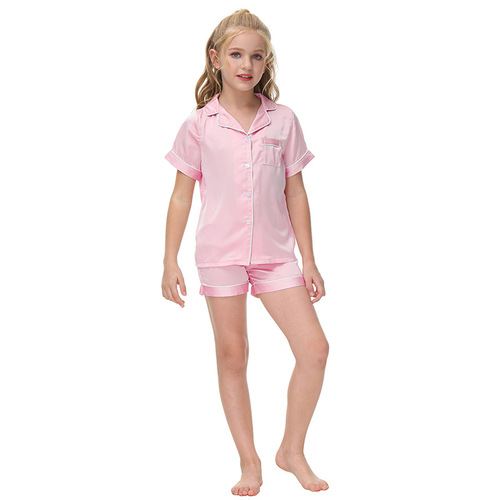 Summer Kid Lounge wear Two Pieces Satin Pajamas for Children 2 pcs Kids Sleepwear