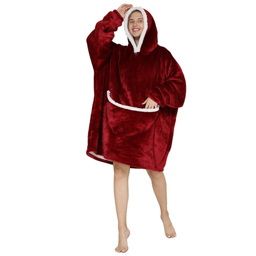2023   Wearable Fleece Puffy Glow Giant Hoodie Blanket For Kids And Adult Sherpa Oversized Hooded